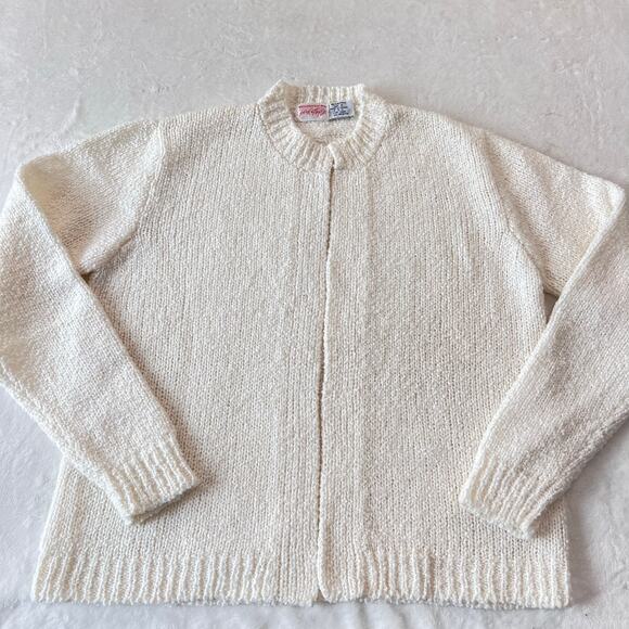 Lord & Taylor True Vintage Acrylic Off White Cardigan Sweater women’s Sz Medium - Picture 1 of 6